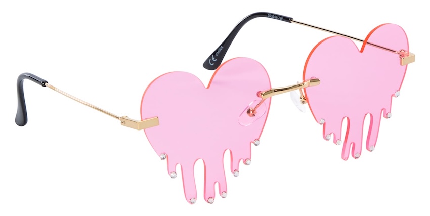 Metal Rhinestone Drip Heart Sunglasses