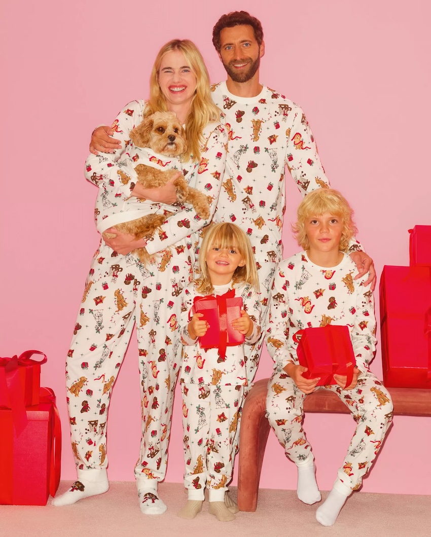 Women's Pure Cotton Dog Print Family Christmas Pajamas