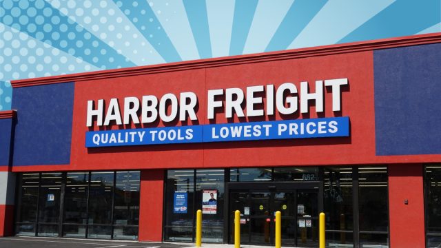 Harbor Freight store with a light blue background