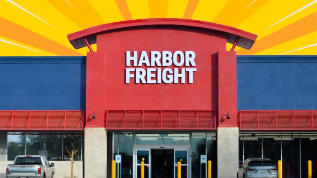 Harbor Freight store with a yellow-orange background