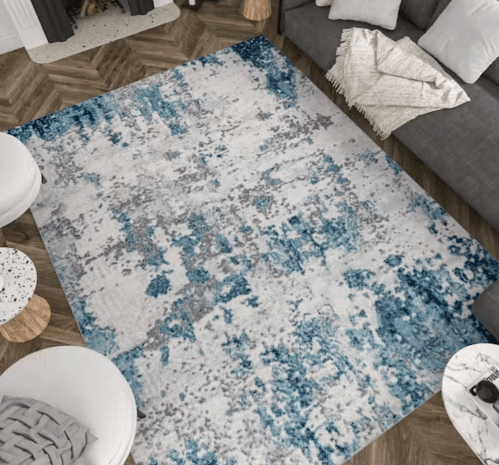 blue abstract area rug