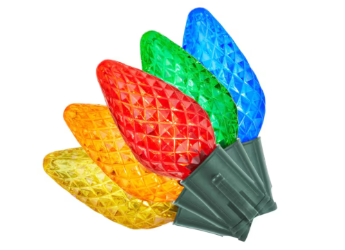 multi-colored faceted christmas lights