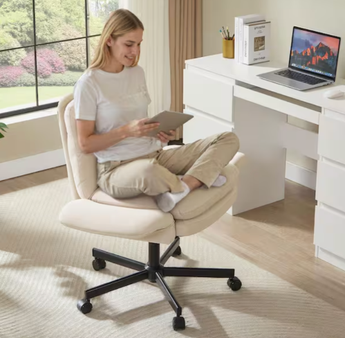 velour cross-legged office chair