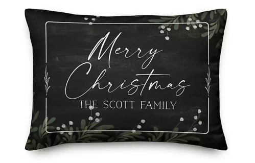 monogramed Merry Christmas pillow