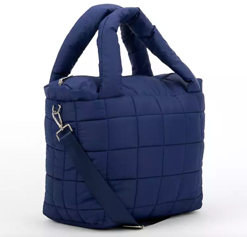 navy blue duffle tote