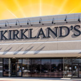 A Kirkland's Home store with an orange-yellow background