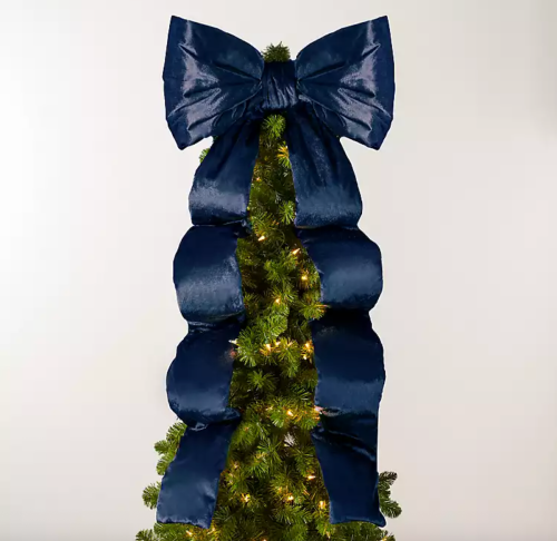 navy blue bow Christmas tree topper