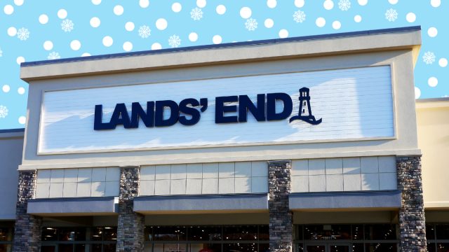 Lands' End store with a blue background