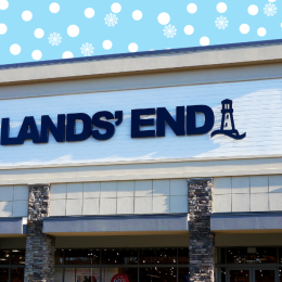 Lands' End store with a blue background
