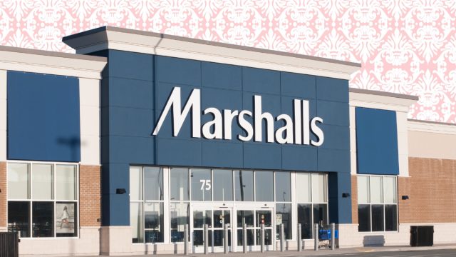 Marshalls store with a pink background