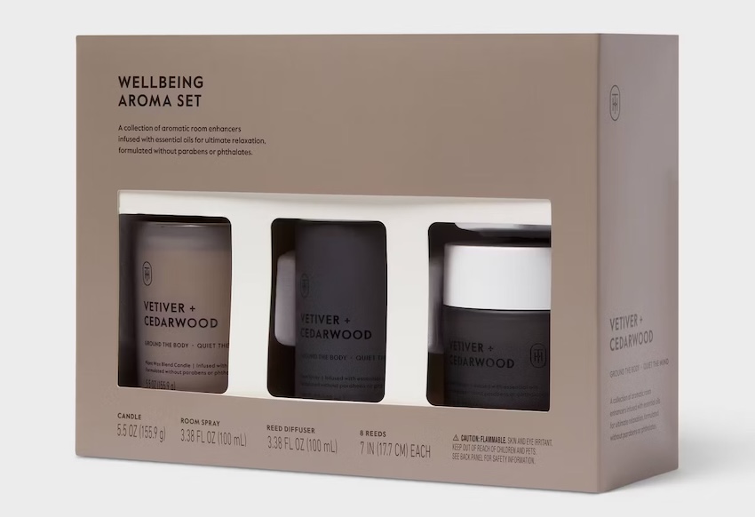 3pc Room Spray and Diffuser with Vetiver and Cedarwood Candle Gift Set