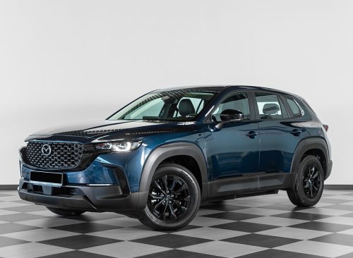 Novosibirsk, Russia - February 21 , 2024: blue Mazda CX-50 parked of a autosalon. No other car and people.