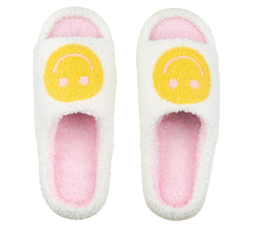 Star-Eyed Smiley Face Open-Toe Indoor Slippers