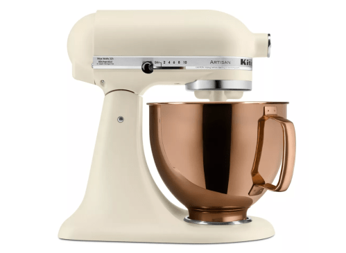 cream and copper kitchenaid stand mixer