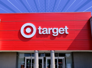 Target store with a purple background