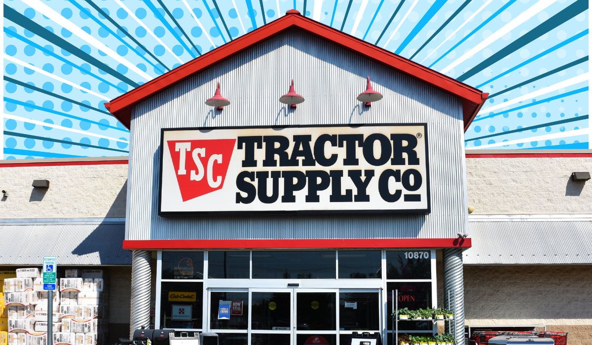 Tractor Supply store with a blue background