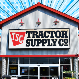 Tractor Supply store with a blue background