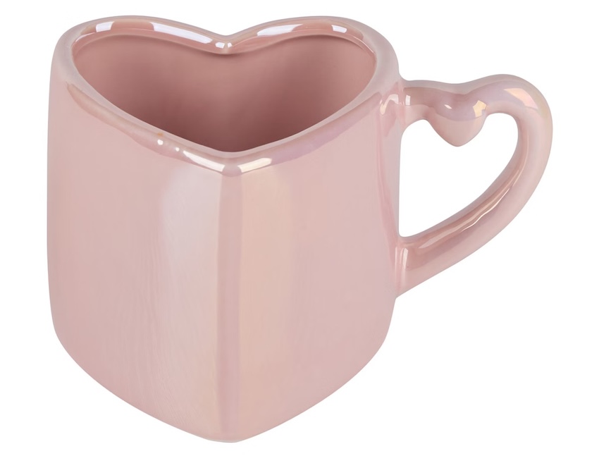 Heart-Shaped Pink Ceramic Mug