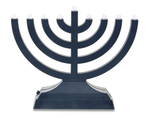 navy blue hanukkah menorah
