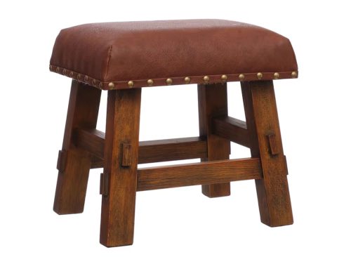 12" Brown Wood & Faux Leather Foot Stool by Ashland®