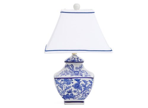 BROOKS BROTHERS 19.5in Floral Metallic Accented Table Lamp With Linen Shade