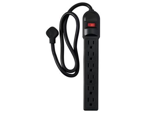 Bauhn 6 Outlet Surge Protector, Black