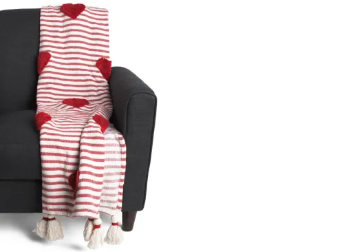 CUPCAKES & CASHMERE Striped Tufted Hearts Throw