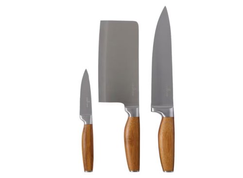 Crofton 3 Pack Asian Knife Set - Stained Bamboo Handle