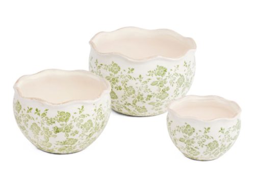 GALT 3pc Scalloped Soft Floral Indoor Planters Set