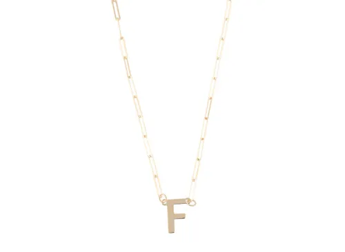 GOLDEN CLEF Made In Italy 14K Gold Initial Paperclip Chain Necklace