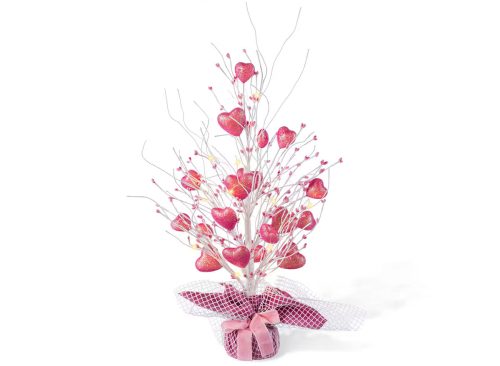 Glitzhome® 21" Lighted Valentine's Pink Heart Table Tree