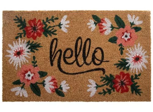 Hello Floral Coir Doormat