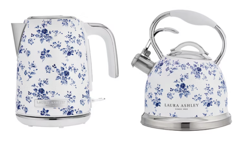 Laura Ashley China Rose blue tea kettles