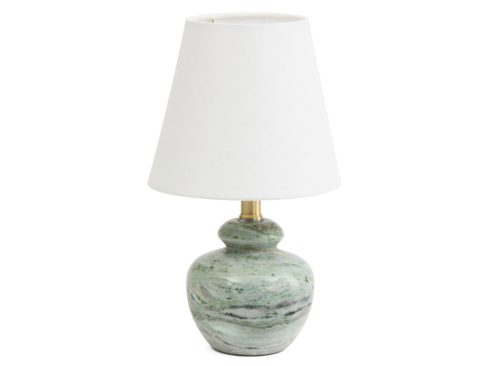 KARMA HOME 8x13 Rechargeable Solid Marble Table Lamp With Linen Shade