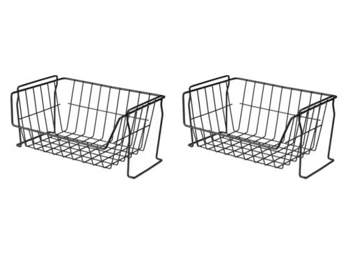 KIRKTON HOUSE 2 Pack Stackable Baskets, Black