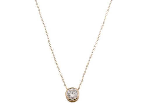 LAB GROWN BY GUILD 14kt Gold Lab Grown Diamond Bezel Pendant Necklace
