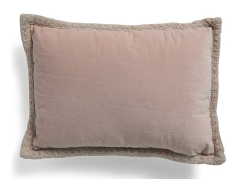 MAGASCHONI 14x20 Velvet Pillow With Pick Stitch Border