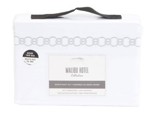 MALIBU HOTEL 300 Thread Count Embroidered Chain Cotton Sheet Set