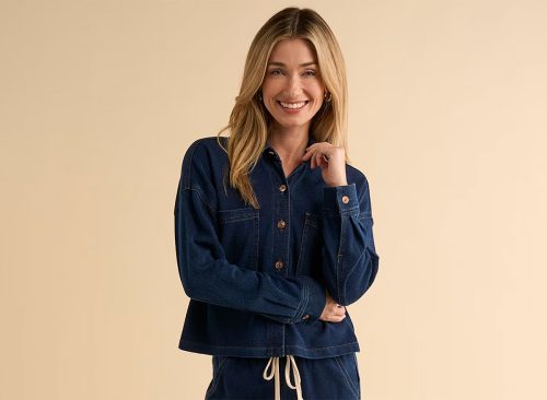 Natural Reflections Cropped Knit Shirt Jacket 