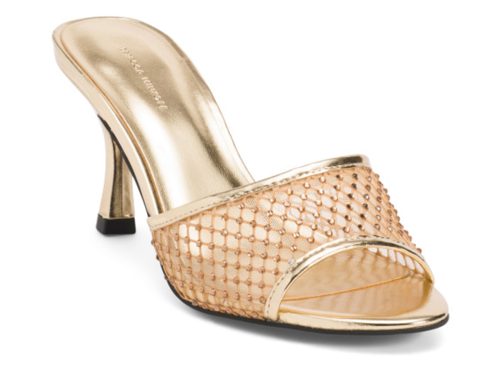 REBECCA MINKOFF Mesh Band Heeled Mules