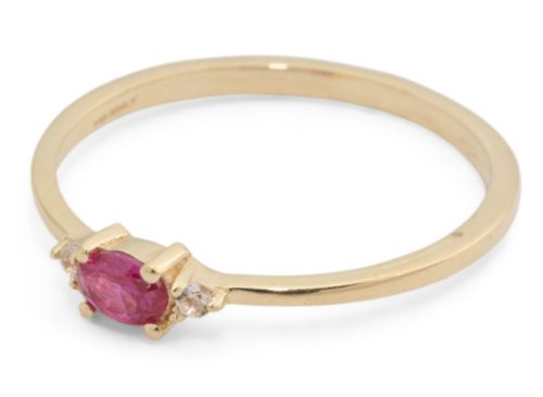 SHIVAM Made In India 14kt Gold Plated Petite Lab Grown Ruby Ring