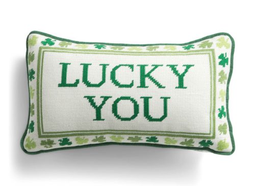 ST PATRICKS DAY 9x15 Lucky You Needlepoint Pillow