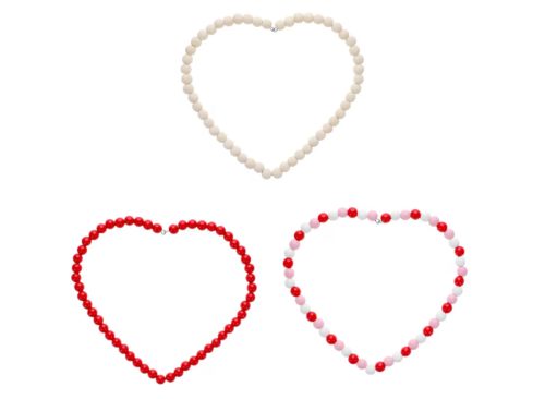 Seasonal Collection Heart-Shaped Wood Bead Wreath, Assorted Colors