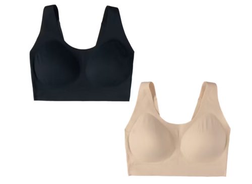  Serra 2 Pack Ladies Second Skin Bra - Beige & Black, M