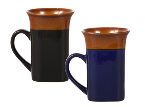 Square Two-Tone Flared-Rim Stoneware Mugs