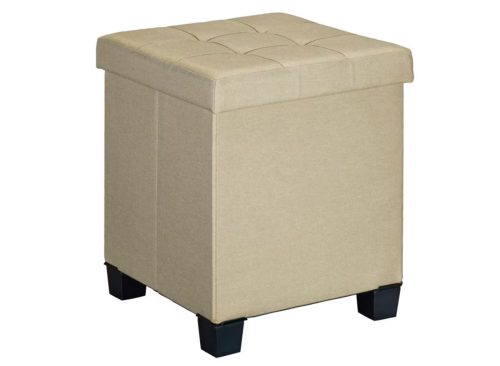 Storage Ottoman with Bin & Reversible Lid, Beige