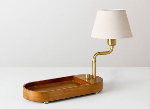 Swivel Accent Table Lamp with Mid Tone Wood Tray - Hearth & Hand™ with Magnolia