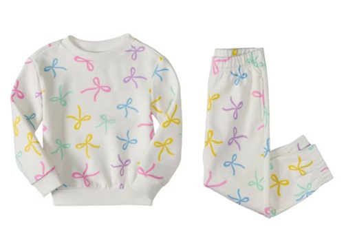 Toddler Sweat Set - White Bows, 3T