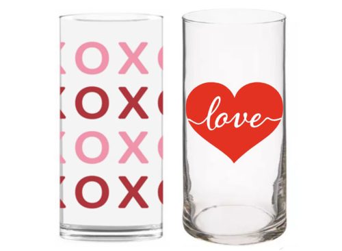 Valentine's Day Themed Cylindrical Vase, Assorted Designs