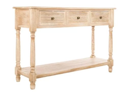 White Stone Wood Console Table